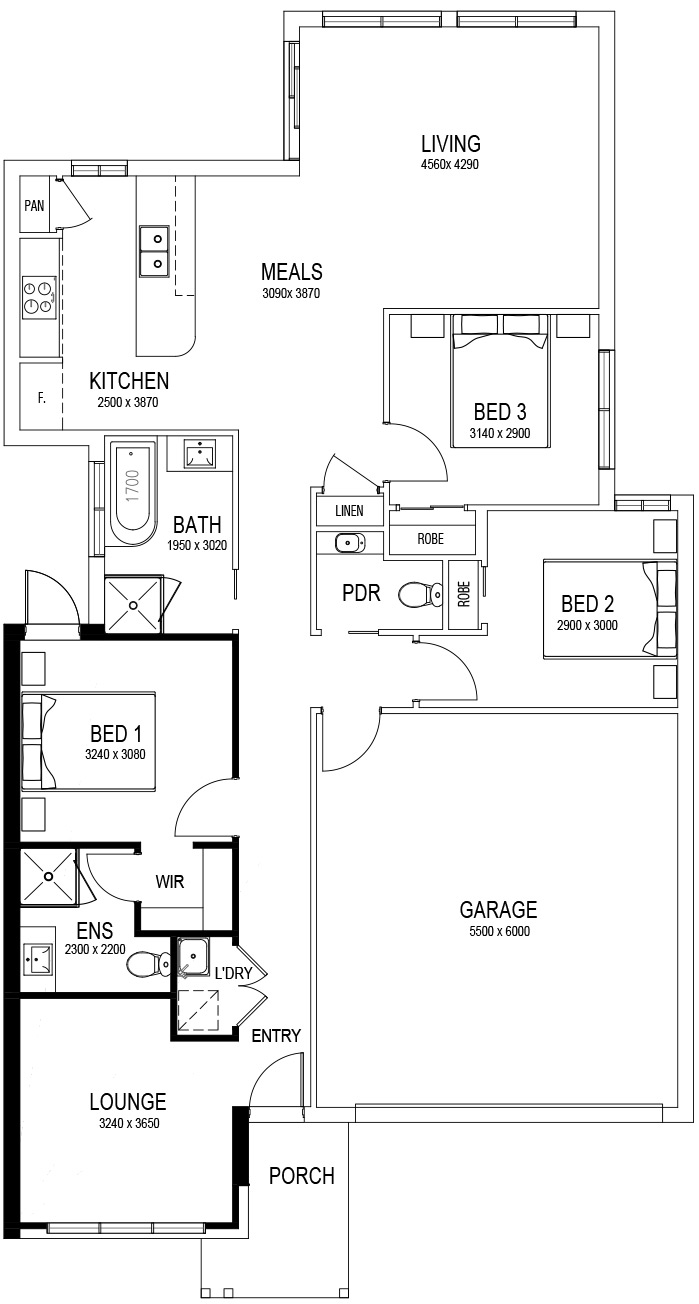 3 Bedroom (Lounge to front)