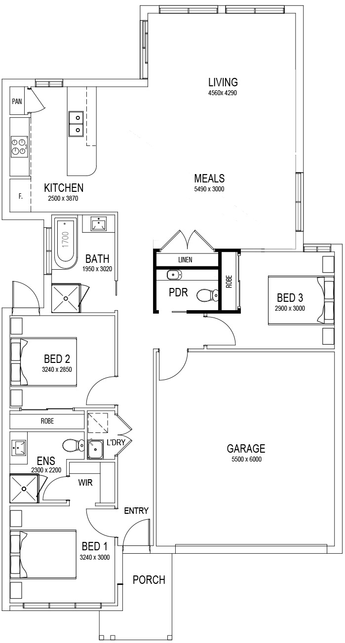 3 Bedroom (Grand living / meals)