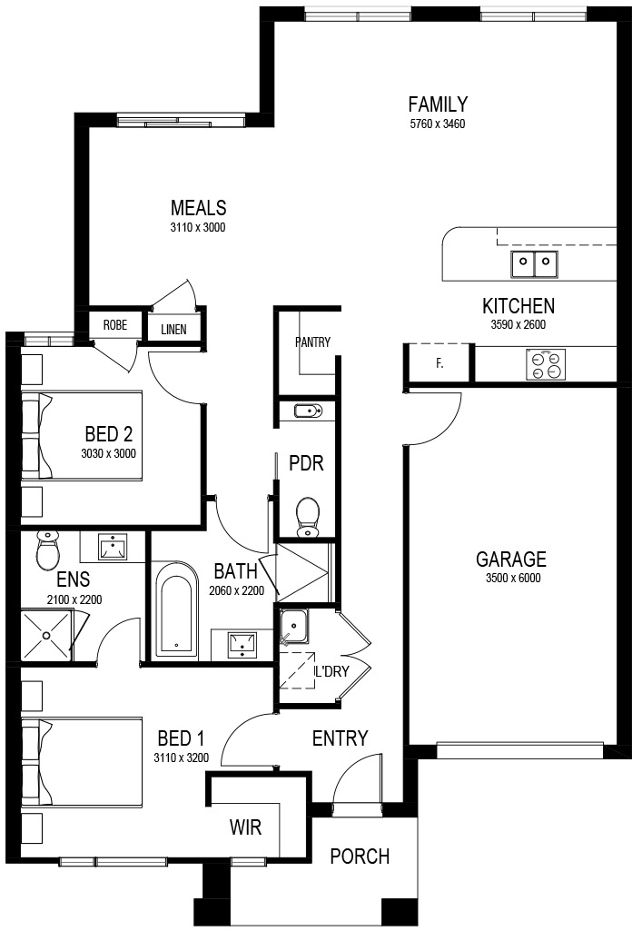 Single garage with 2 bedroom (Developer dependant)