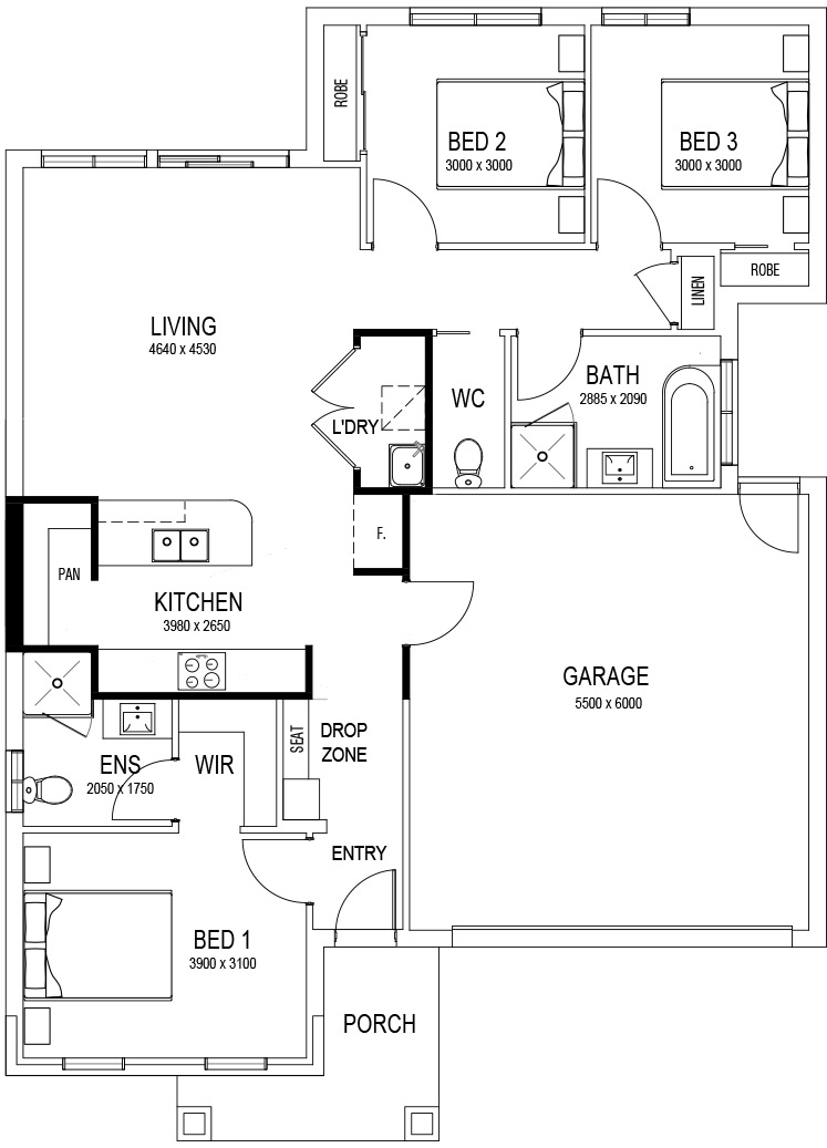 Island bench and walk in pantry