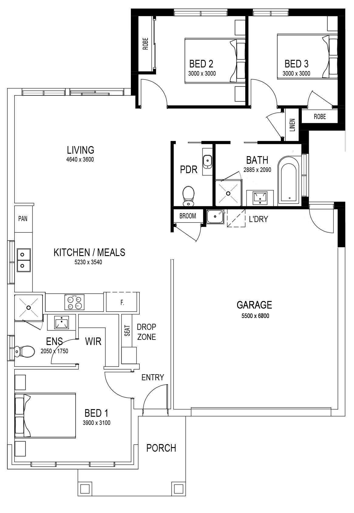 Laundry to garage (Block dependant)