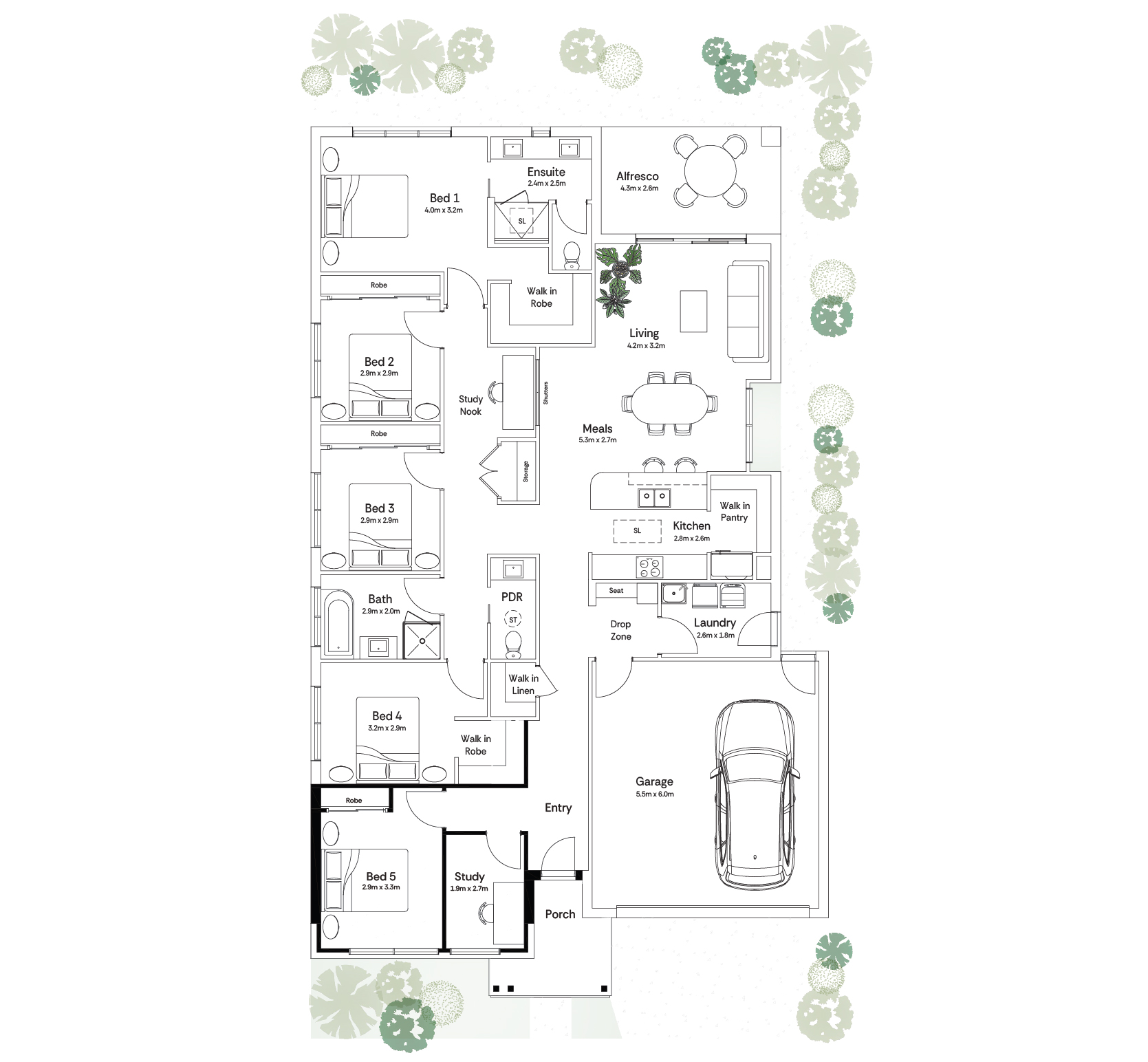 5 bedroom with study