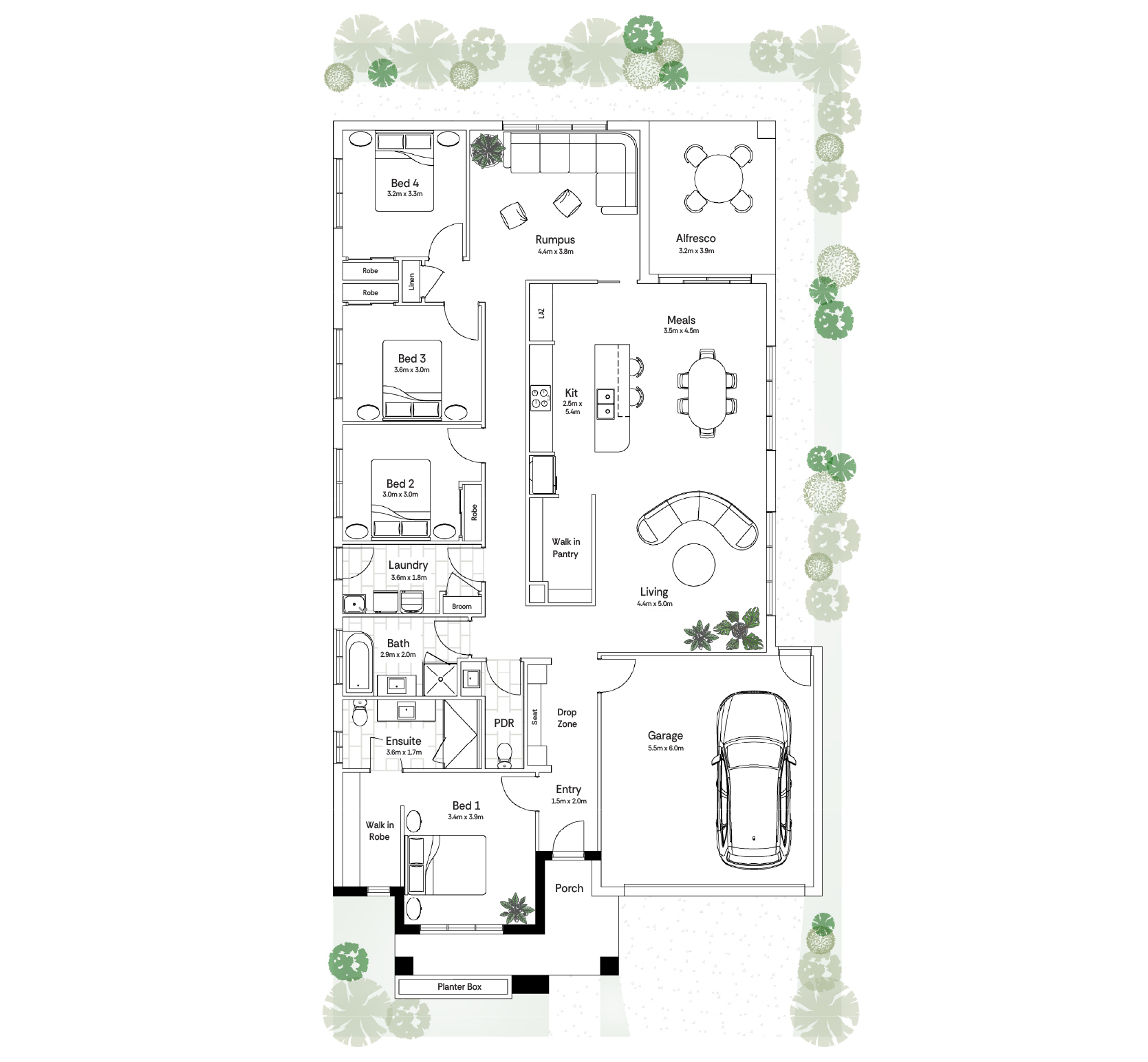 Porch extension with planter box (Urban façade only