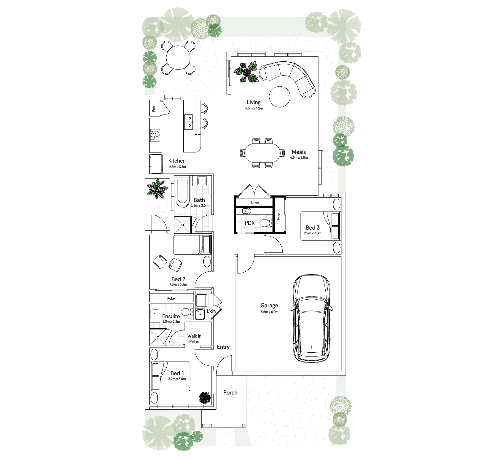 3 Bedroom (Grand living / meals)