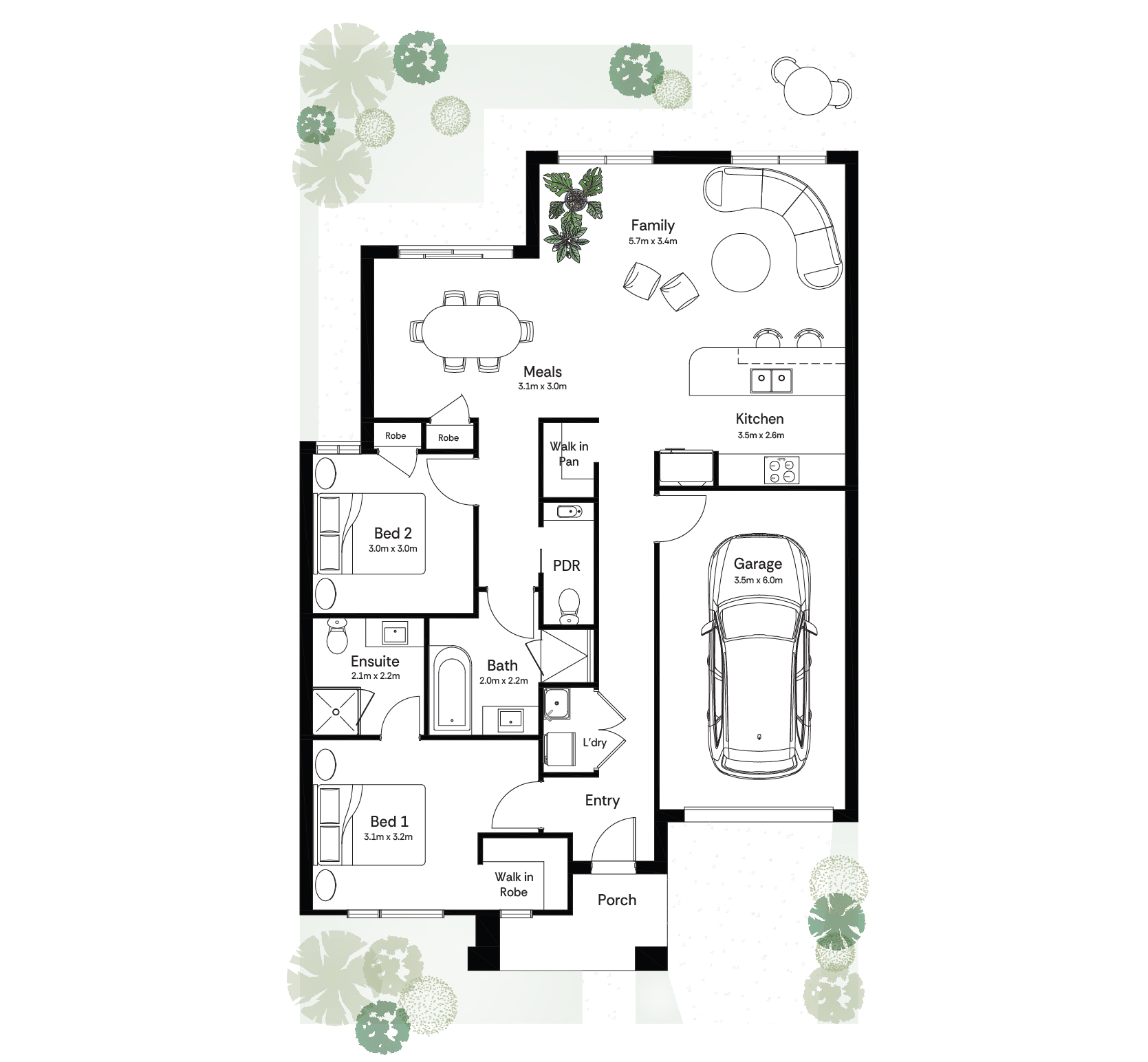 Single garage with 2 bedroom (Developer dependant)