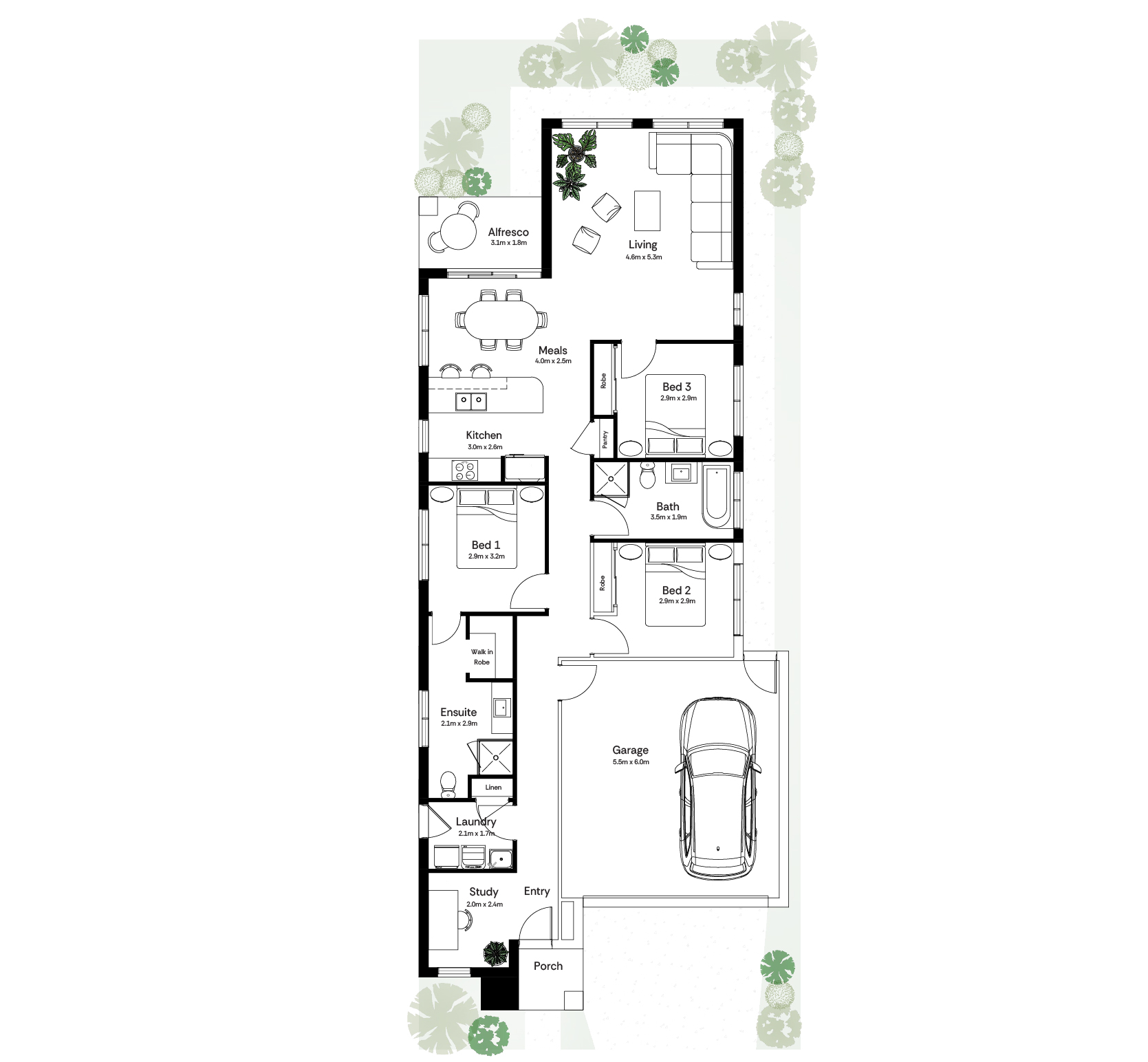 3 Bedroom (rear living)