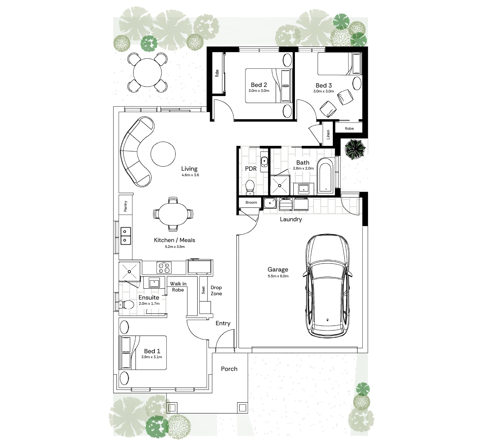 Laundry to garage (Block dependant)