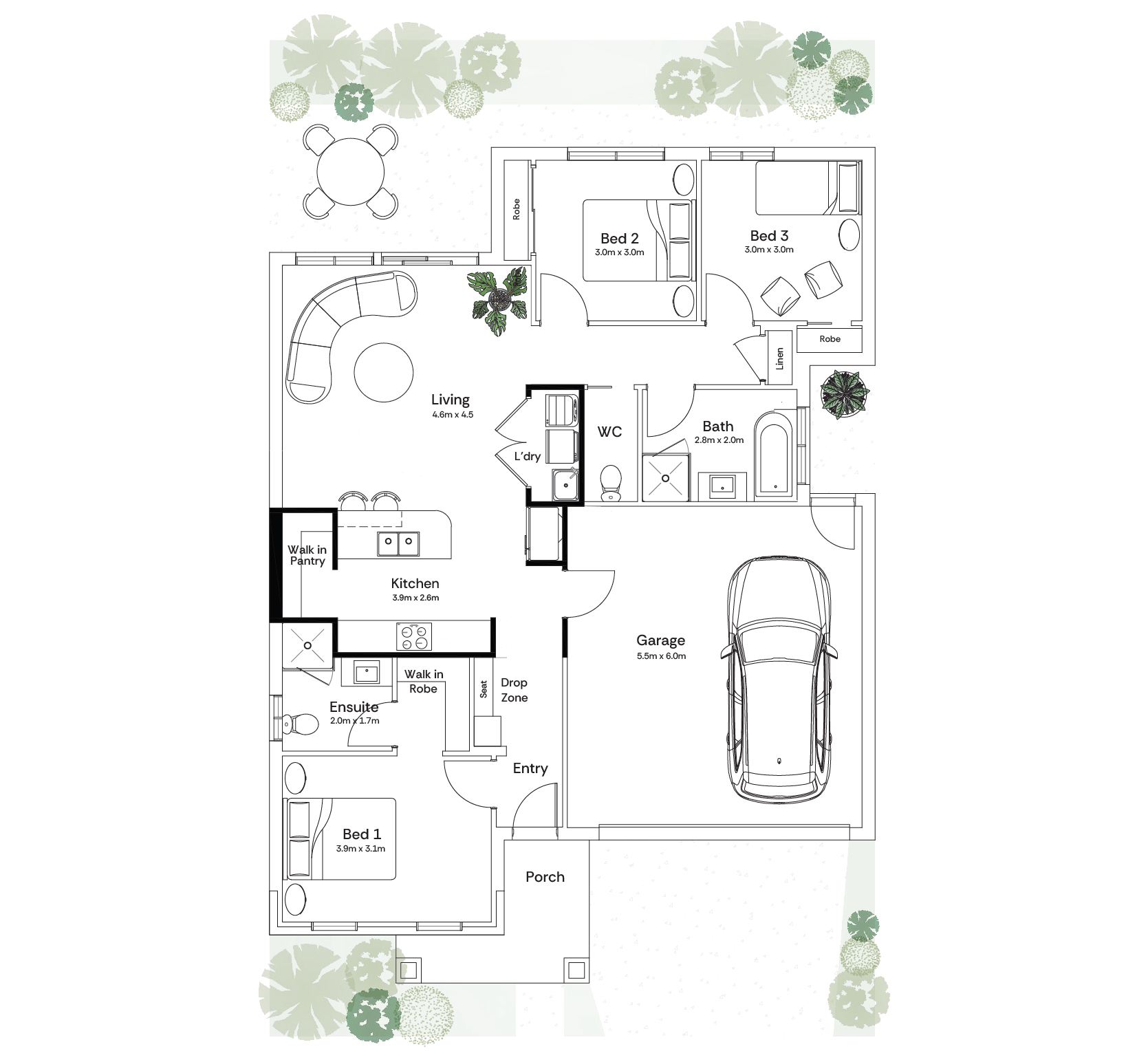 Island bench and walk in pantry